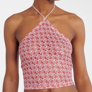 Missoni crochet knit lame cropped halter top NWT